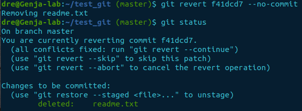 git revert --no-commit